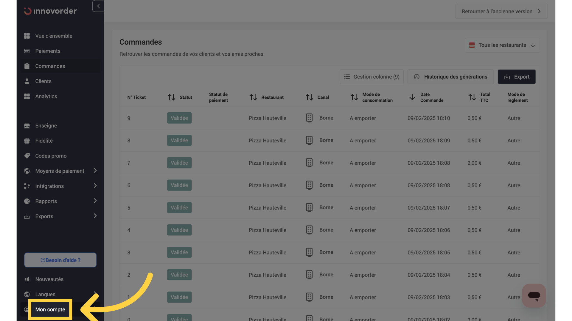 Accès via Mon compte
