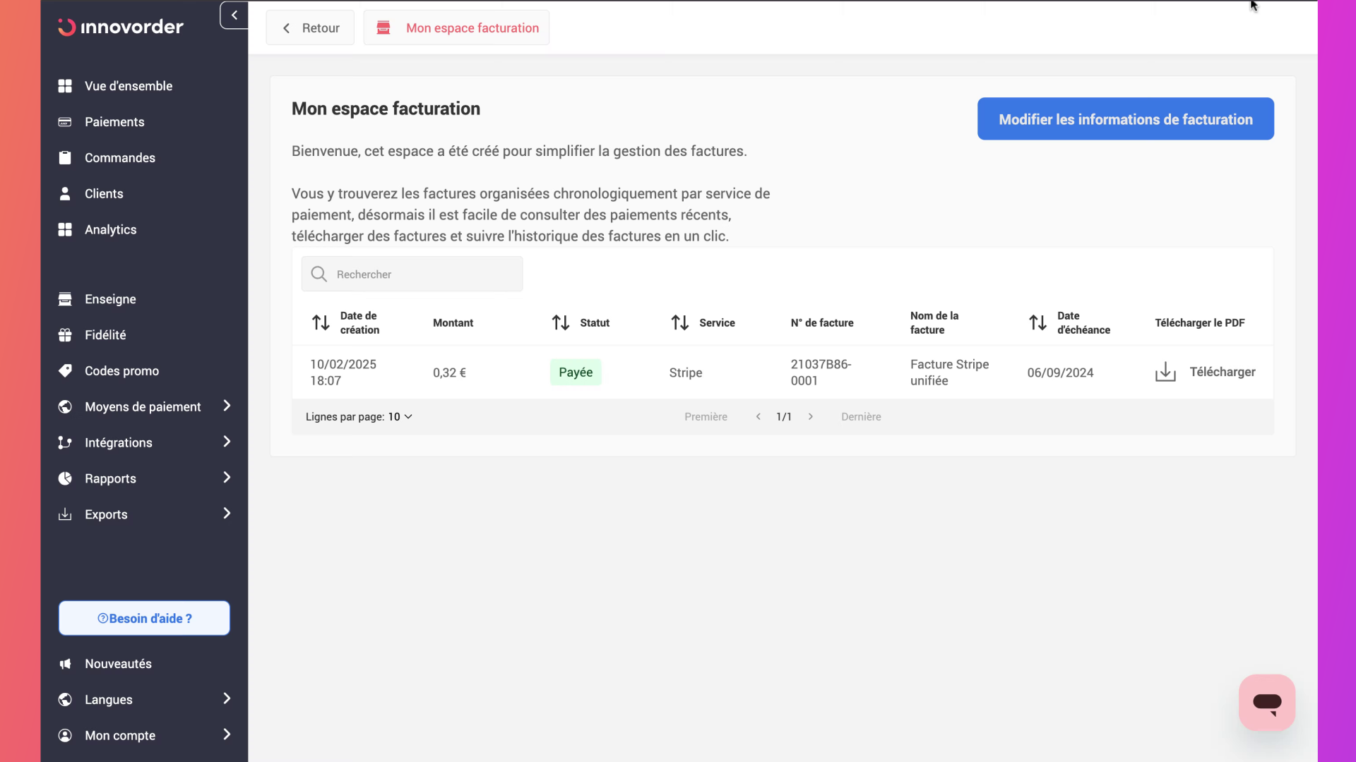 Accès aux factures Stripe - Illustration